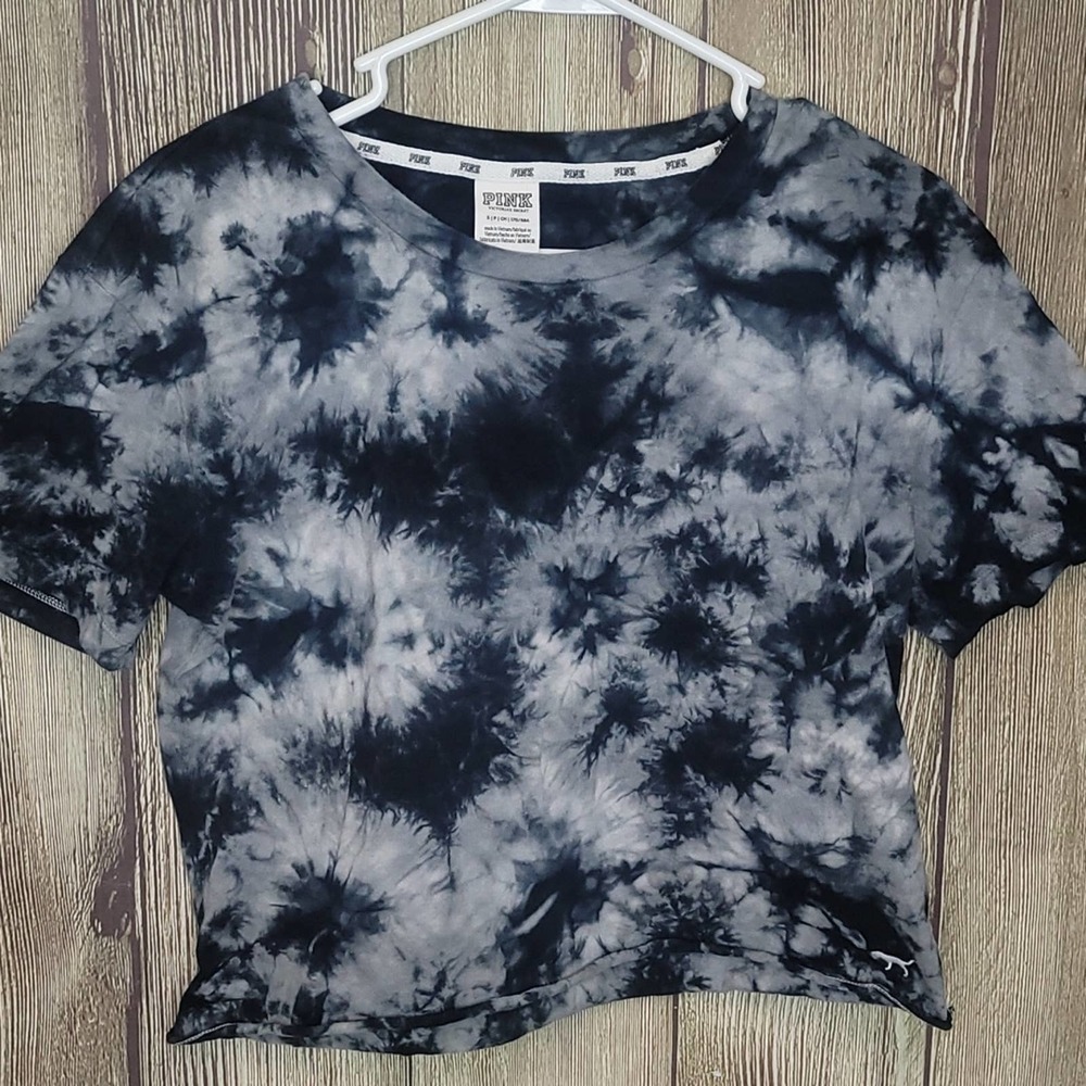 Womens PINK Vistorias Secret Tie Dye Shirt Sz Small Black